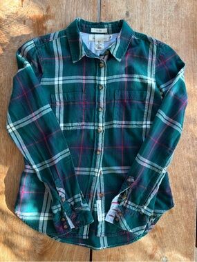 H&M Women’s Size 4 Plaid Flannel Shirt Green Red Blue Plaid